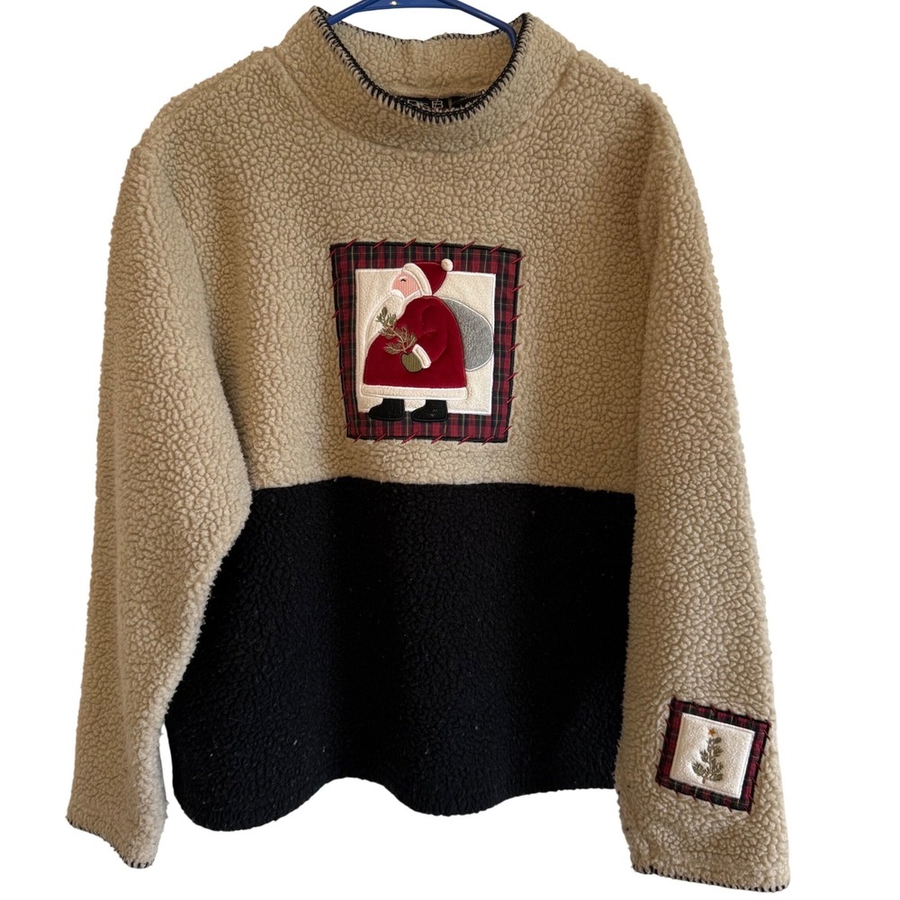 Vintage 90s Croft and Barrow Sport Sherpa Christmas Holiday Sweater Womens XL